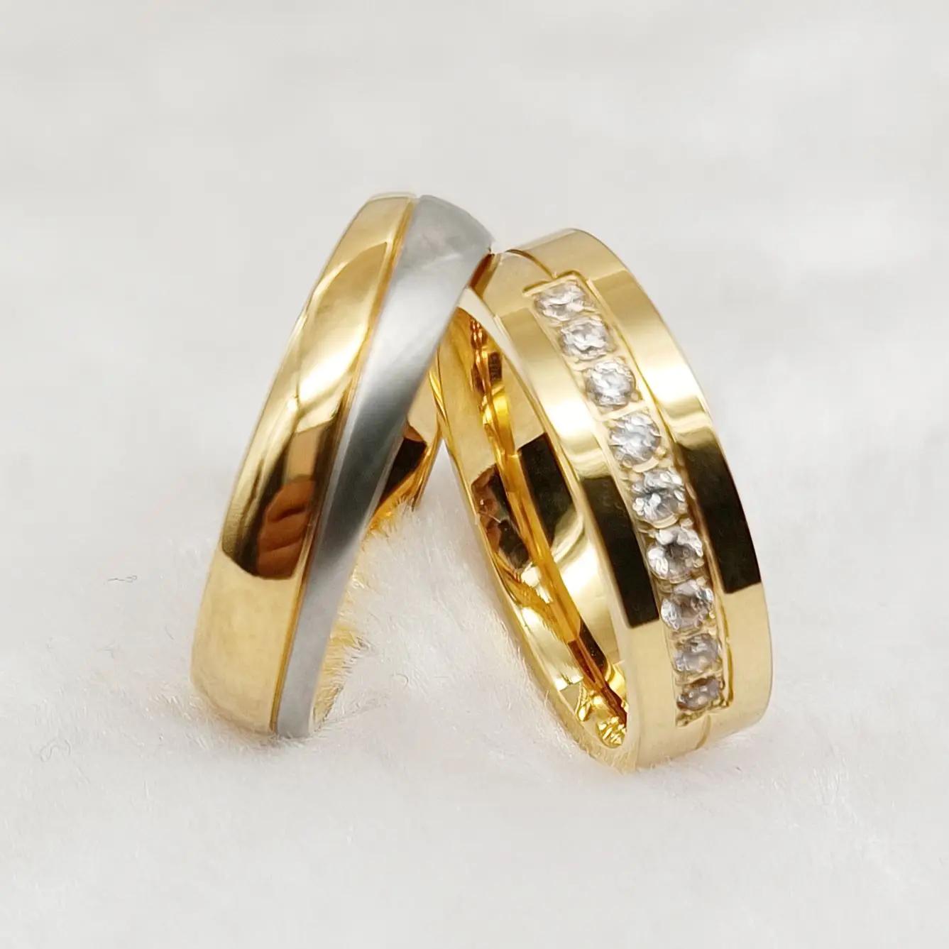 High Quality Designer Matching Marriage Lovers Jewelry Rings set men and women 18k gold plated Promise wedding rings